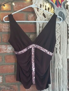 Lush Purple Tank Top with Lavender Sequin Trim